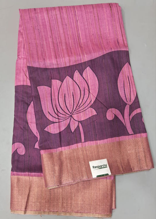 Pink Tussar Saree