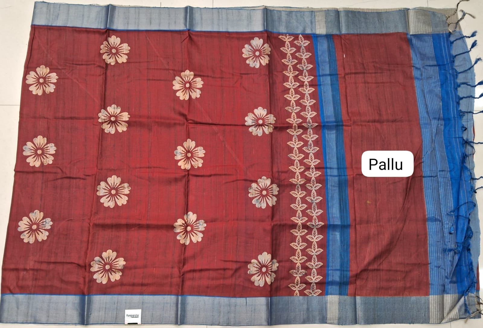 Maroon Tussar Saree  Pallu