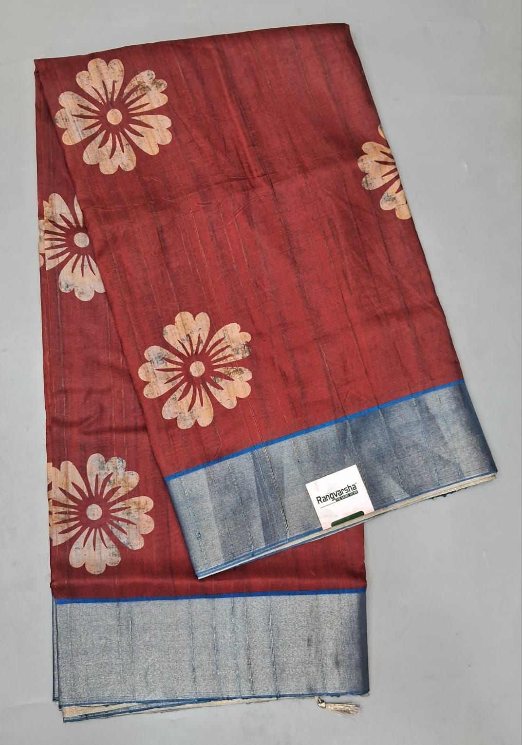 Maroon Tussar Saree 