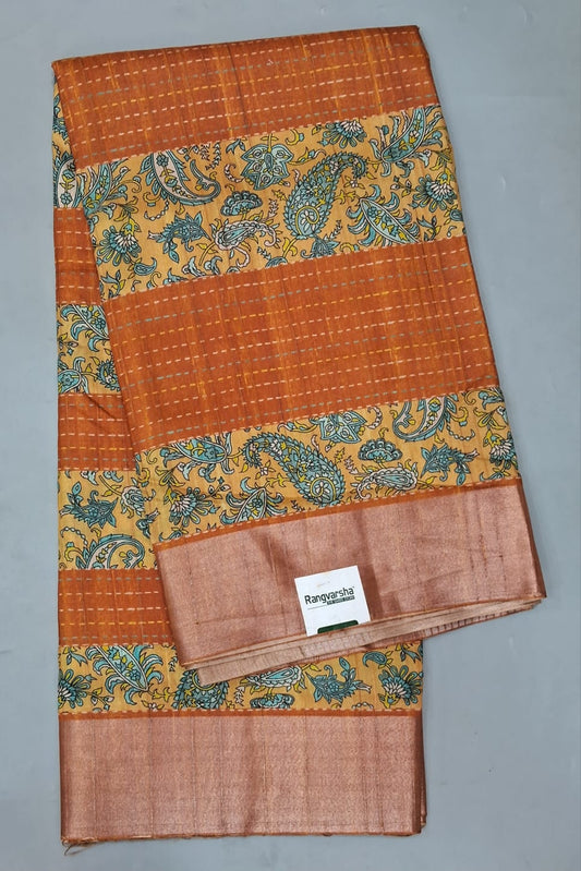 Orange Tussar Saree 