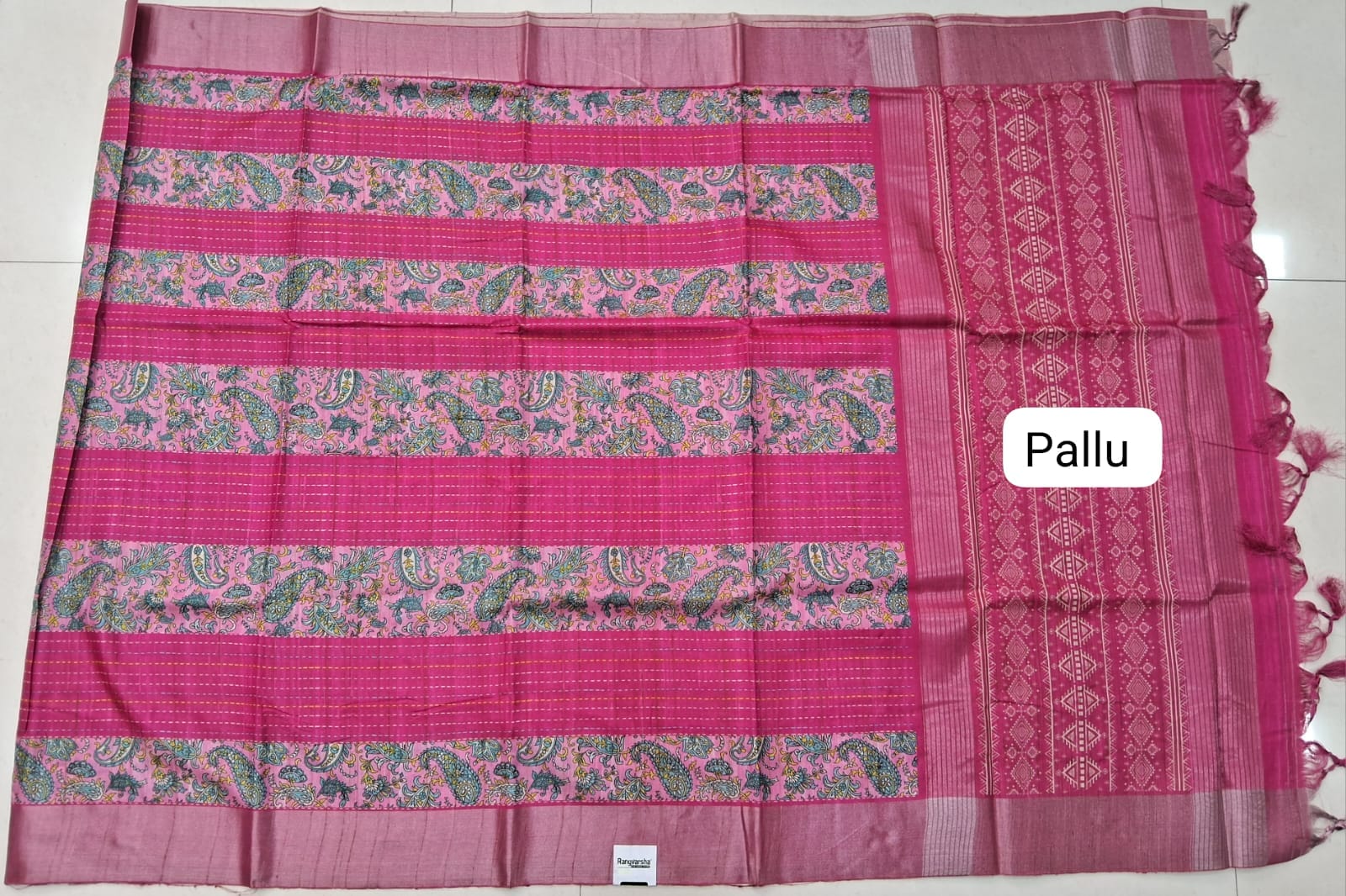 Rani Pink Tussar Saree Pallu