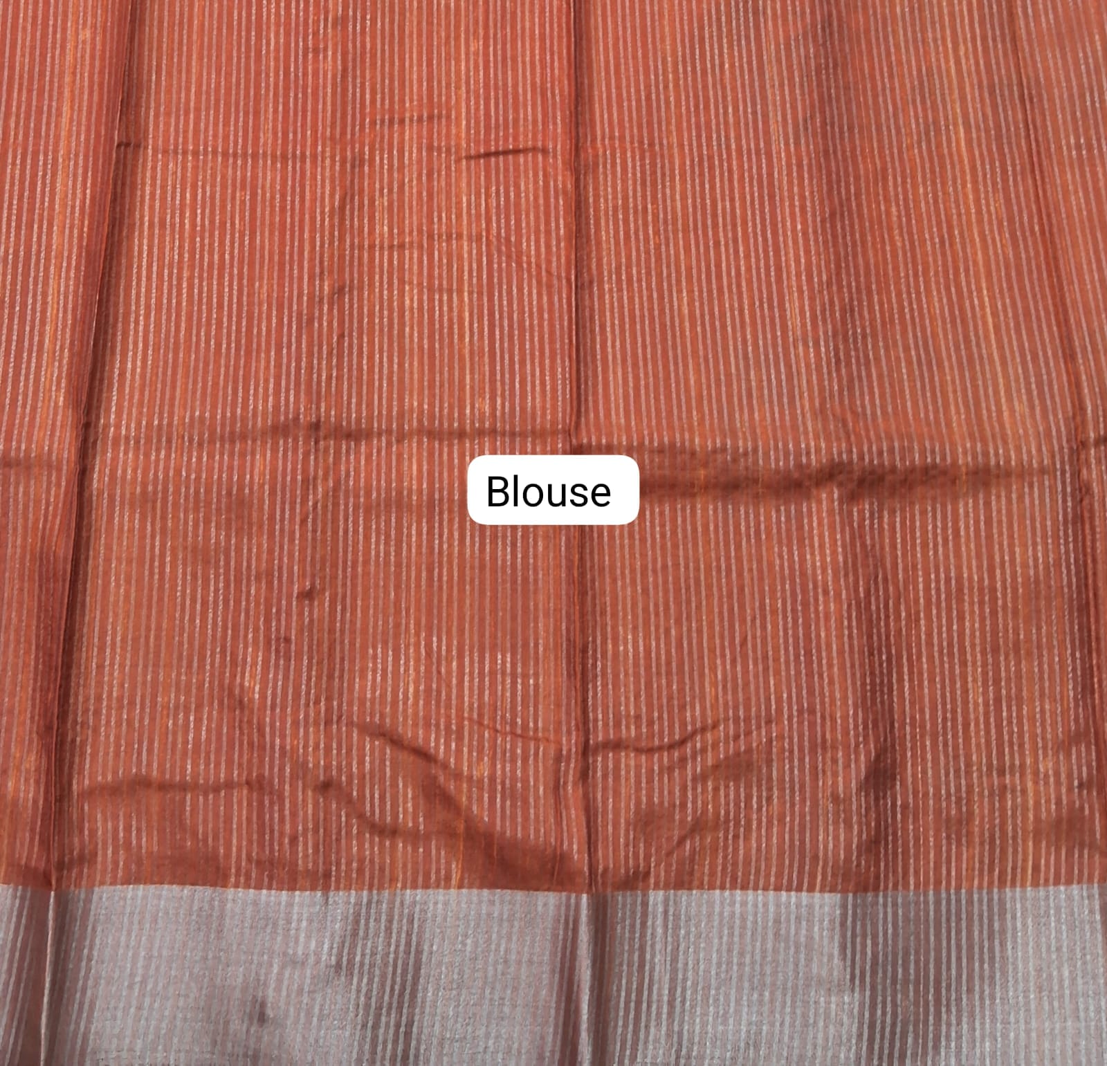 Dark Orange Tussar Saree  Blouse