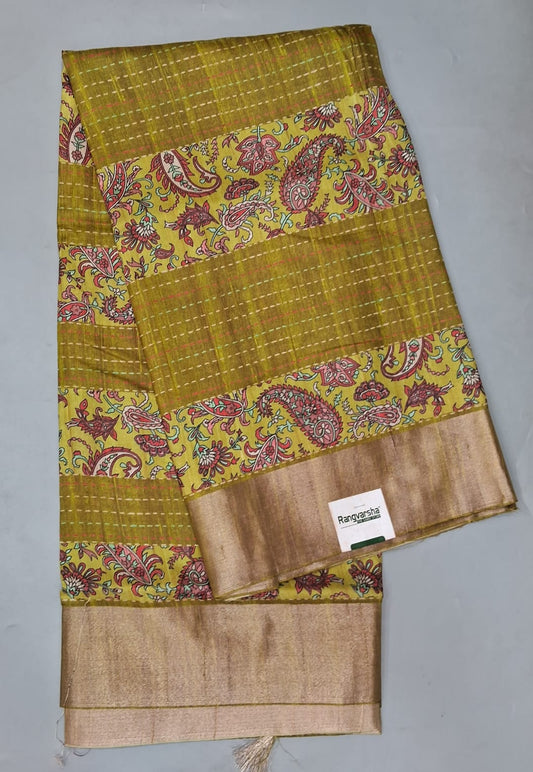 Olive Green Tussar Saree 