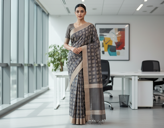 Walnut Brown Tussar Saree