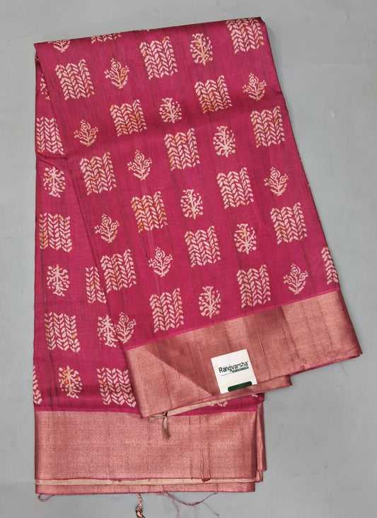 Rani Pink Tussar Saree