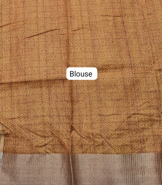 Mustard Yellow Tussar Saree Blouse