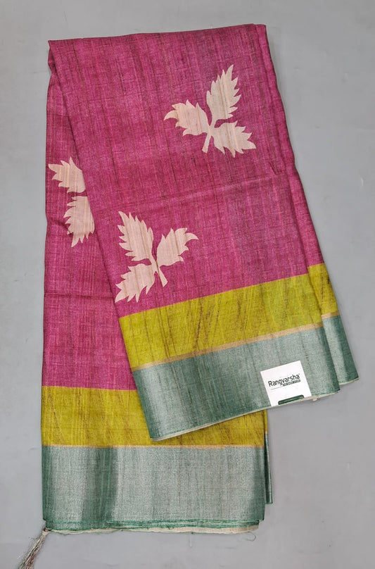 Melon Pink Tussar Saree 