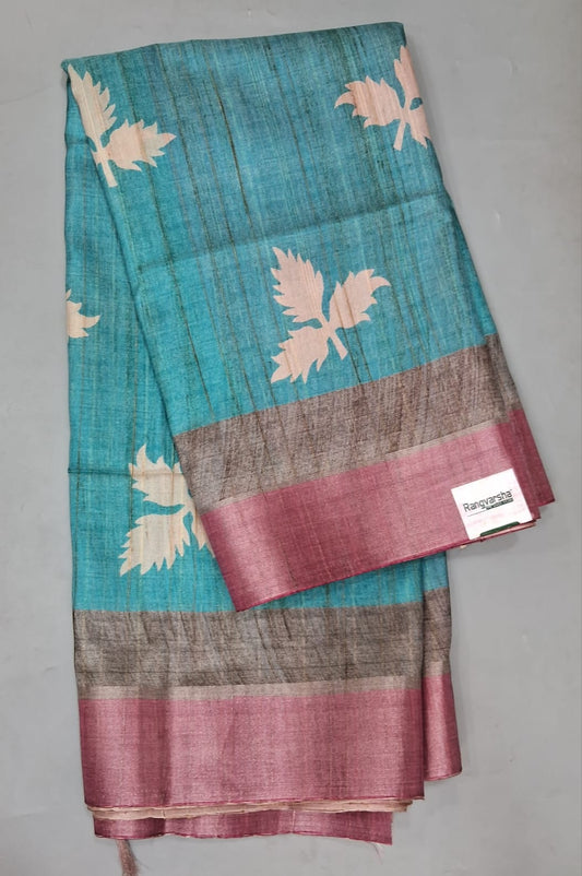 Sky Blue Tussar Saree 