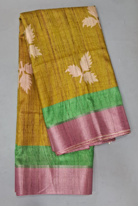 Mehandi Green Tussar Saree 