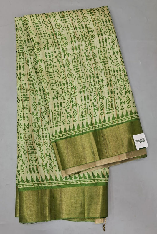Pista Green Tussar Saree