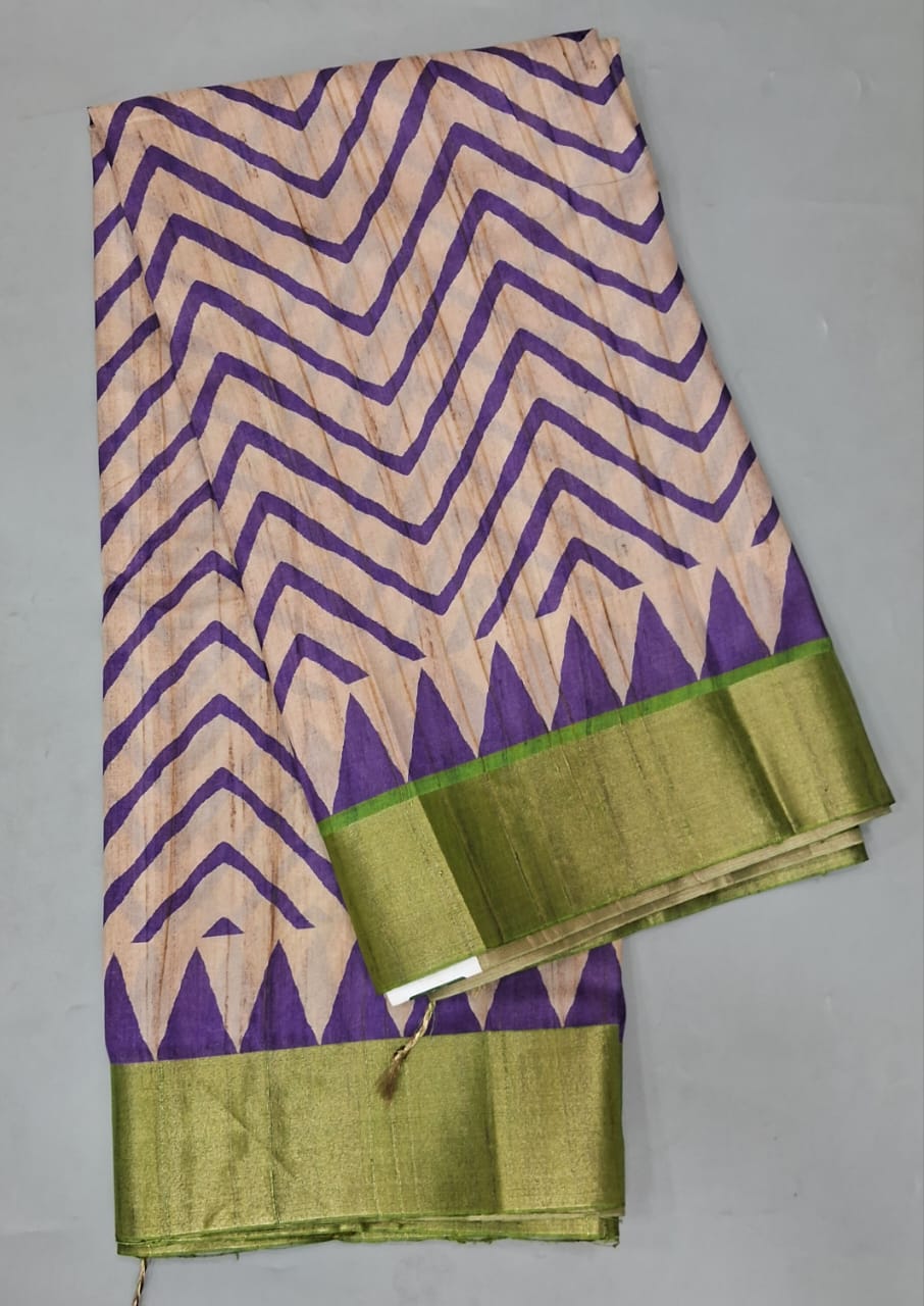 Beige Tussar Saree