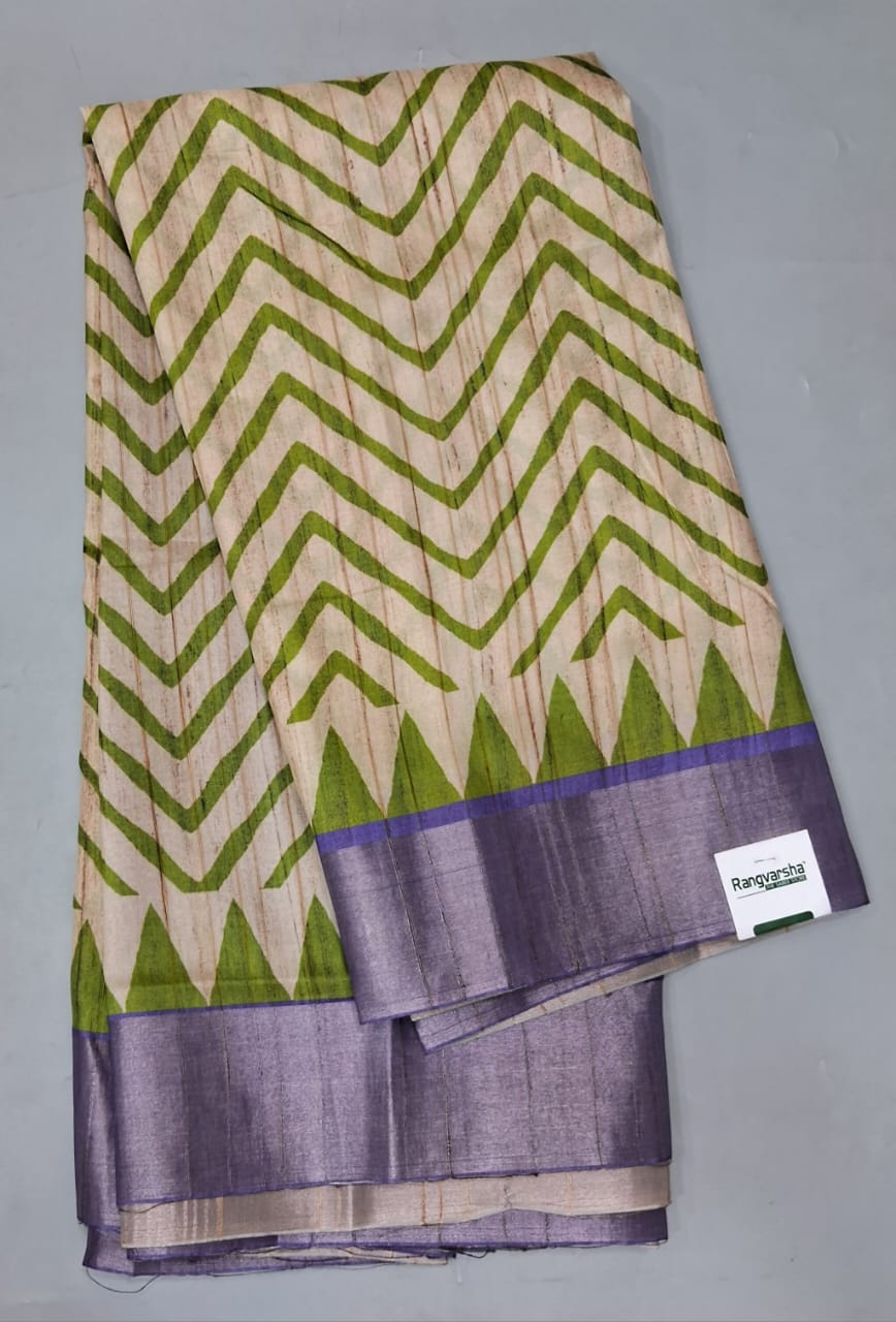 Beige Tussar Saree