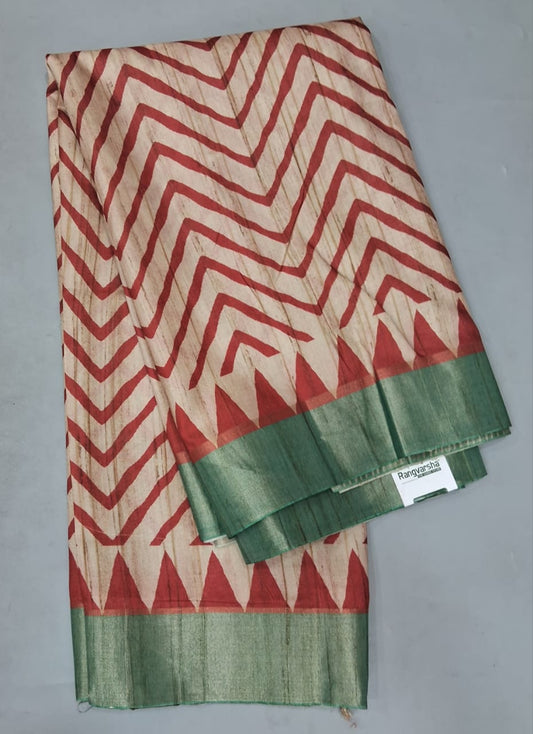 Beige Tussar Saree