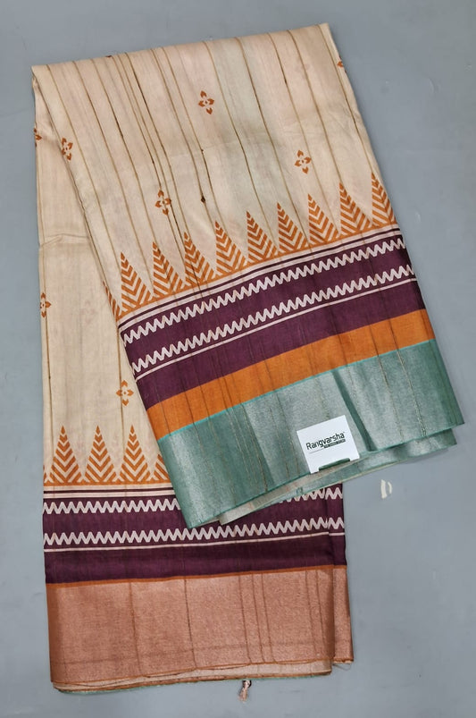 Cream Tussar Saree