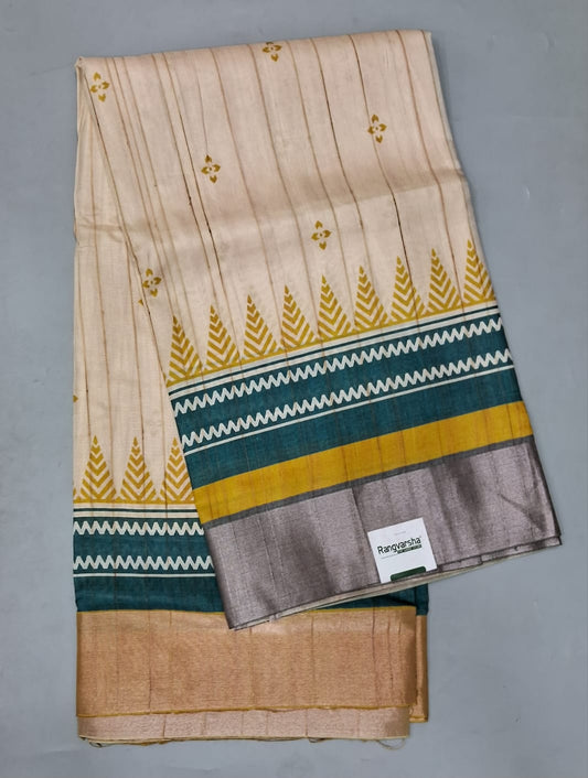 Cream Tussar Saree