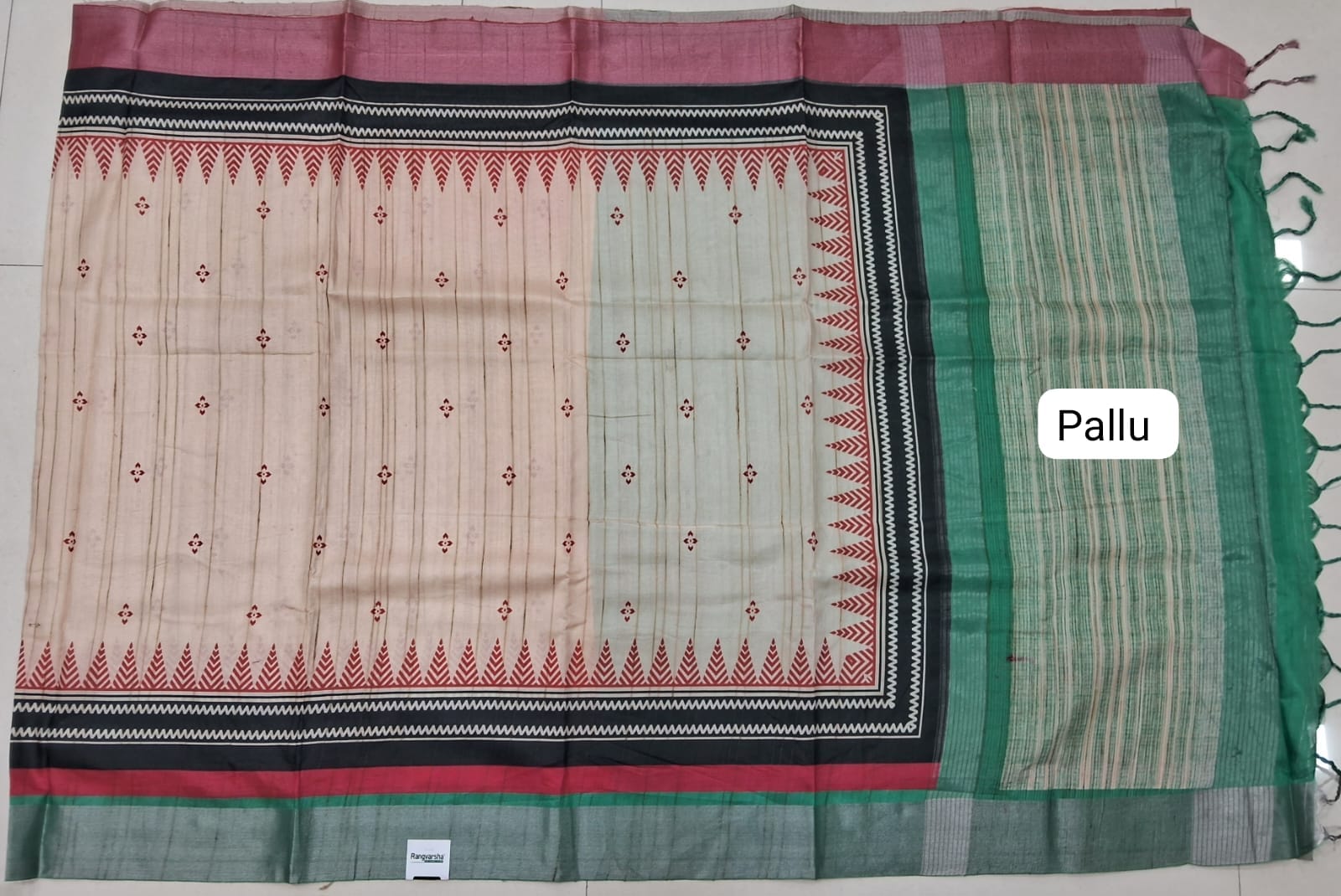 Cream Tussar Saree Pallu
