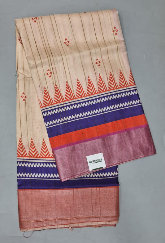 Cream Tussar Saree