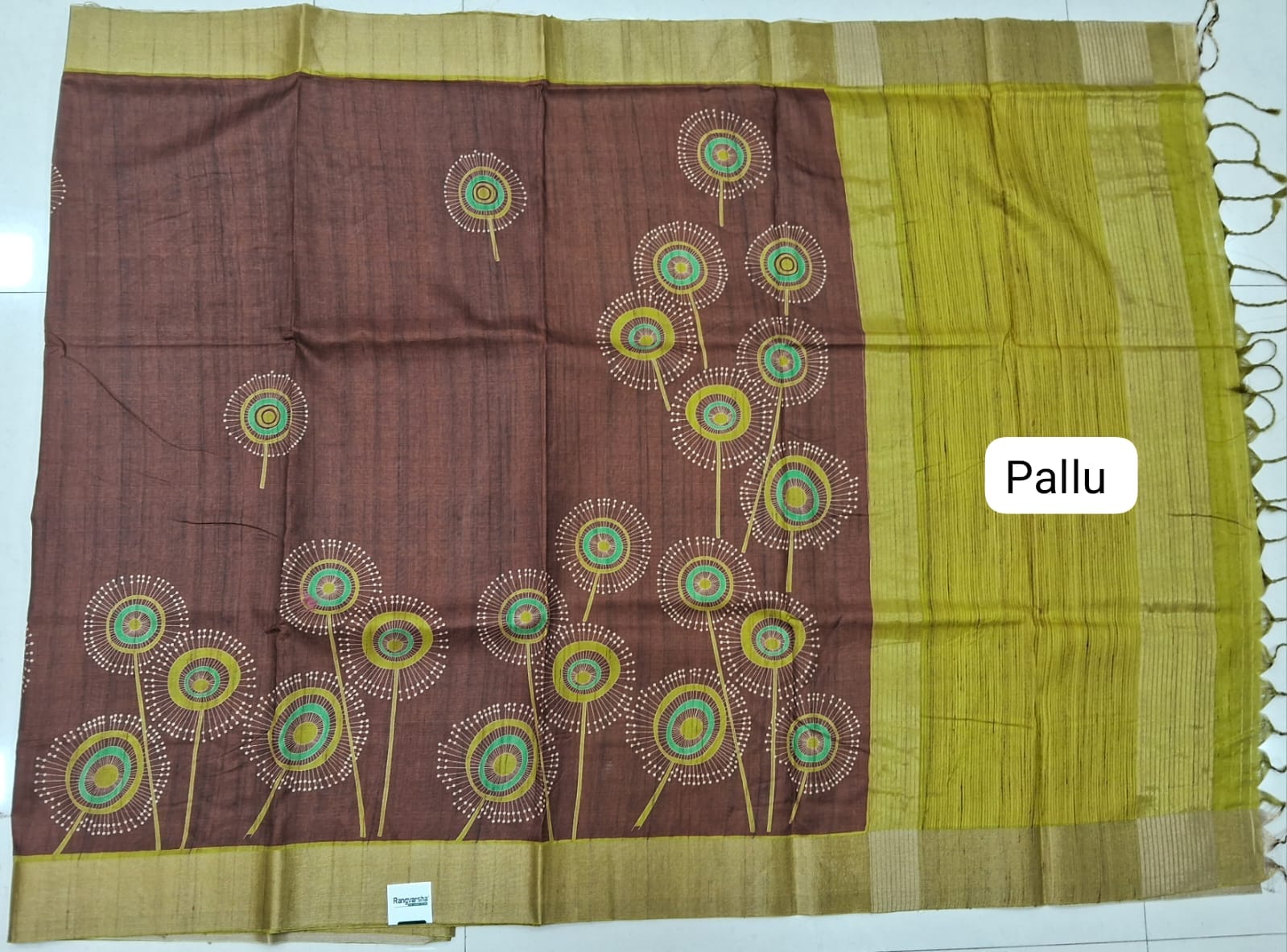 Chocolate Brown Tussar Saree Pallu