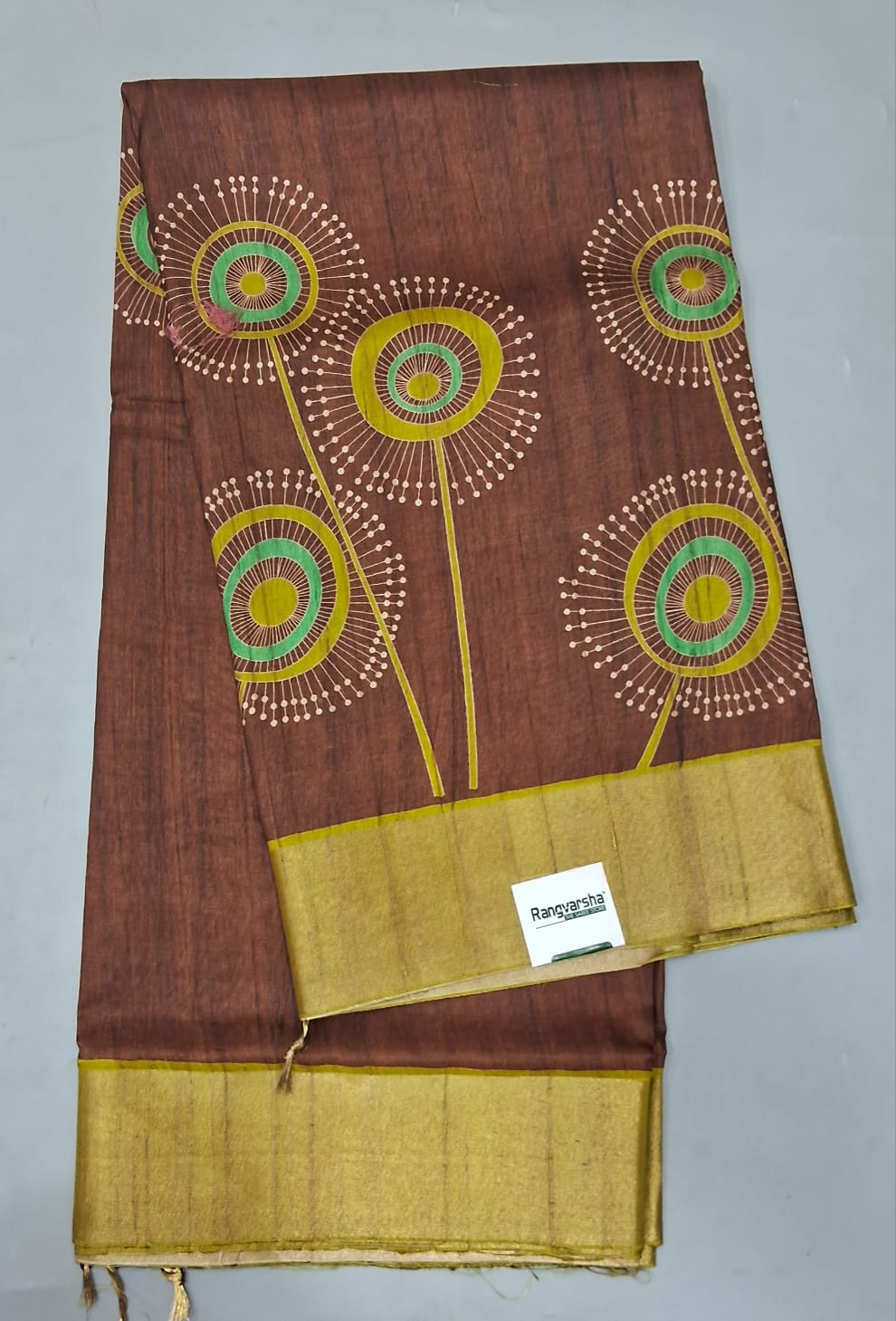 Chocolate Brown Tussar Saree 