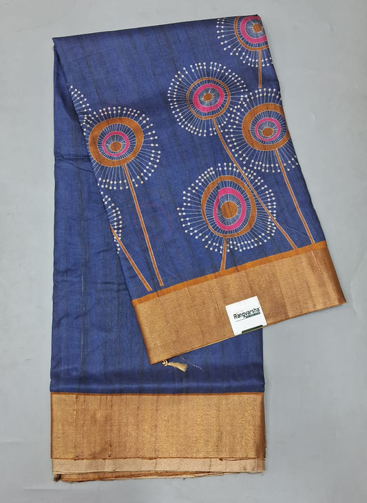 Blue Tussar Saree