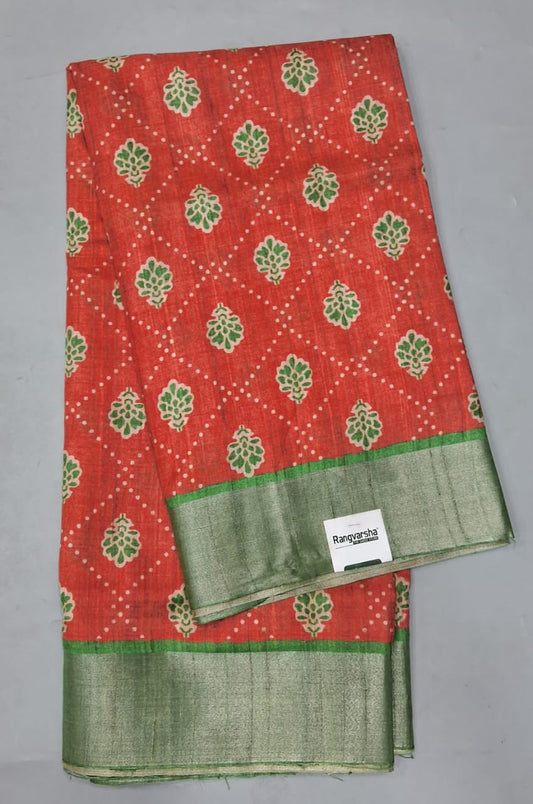 Orange Tussar Saree