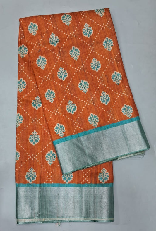 Orange Tussar Saree