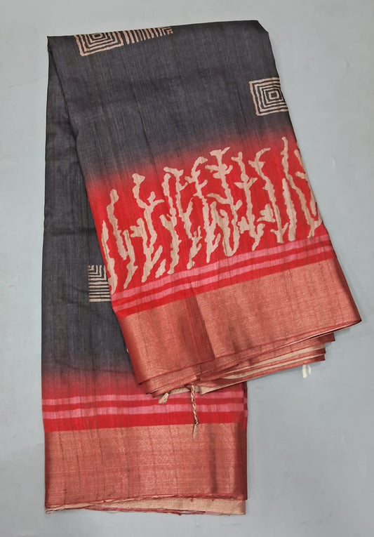 Black Tussar Saree