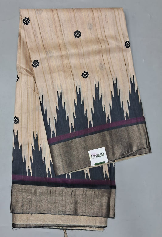 Beige Tussar Saree 