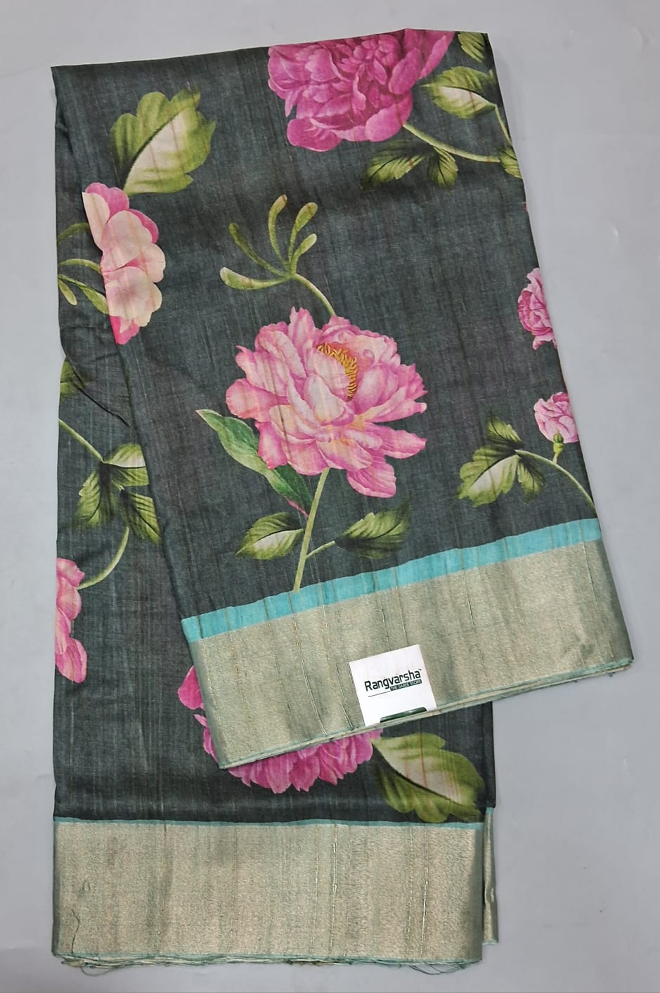 Elephant Grey Tussar Saree