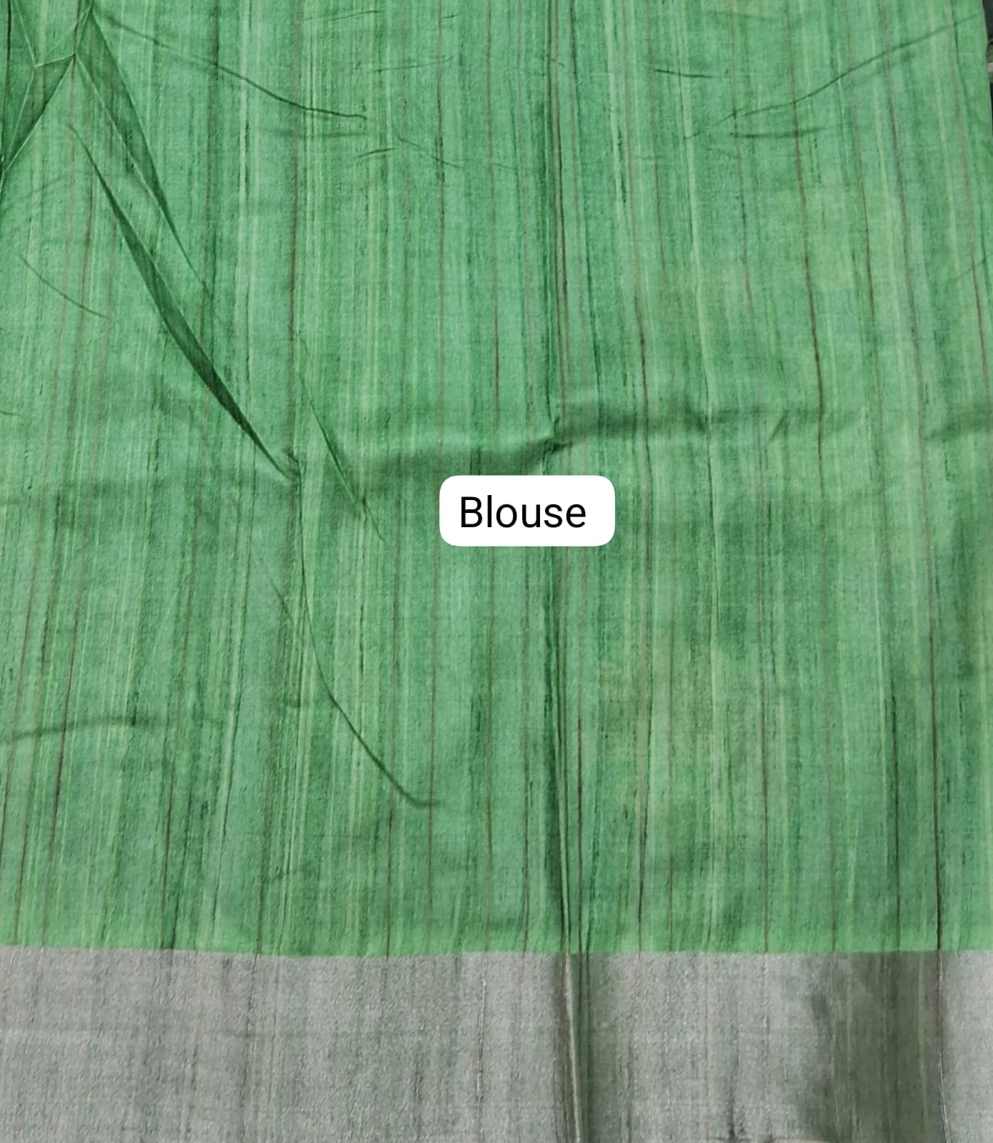 Dark Green Tussar Saree Blouse