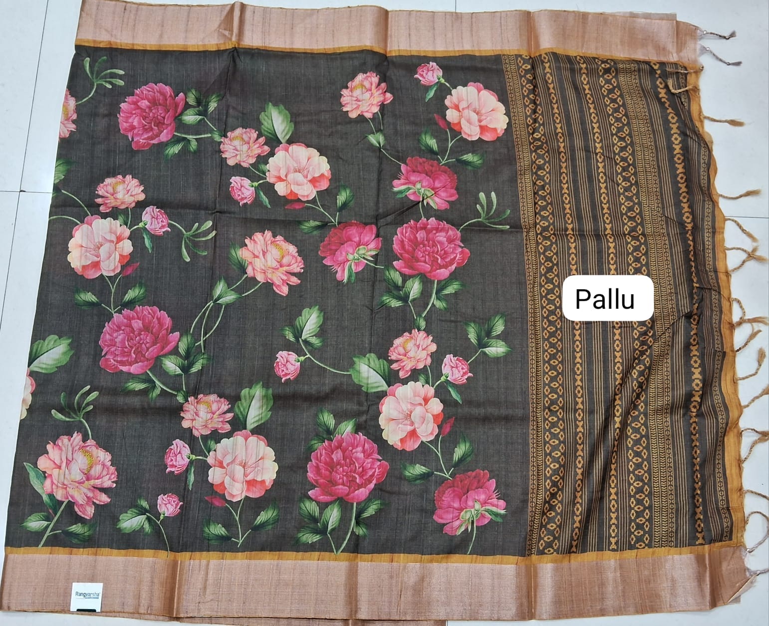 Walnut Brown Tussar Saree Pallu