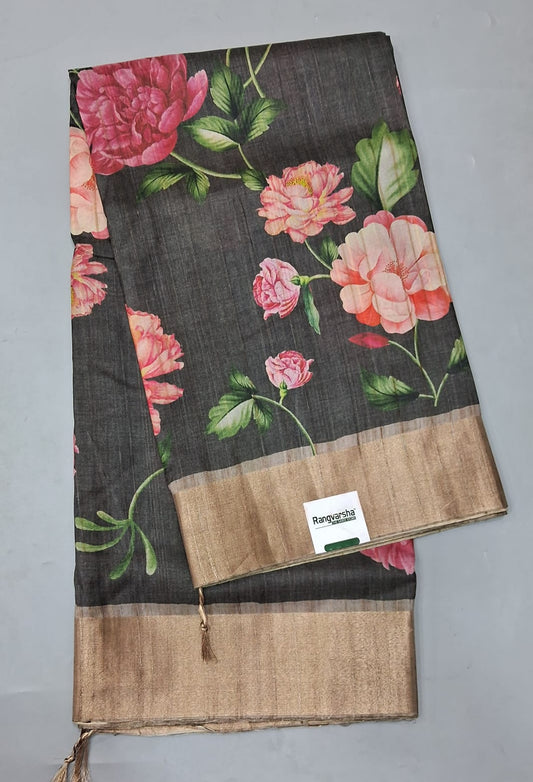 Elephant Grey Tussar Saree  