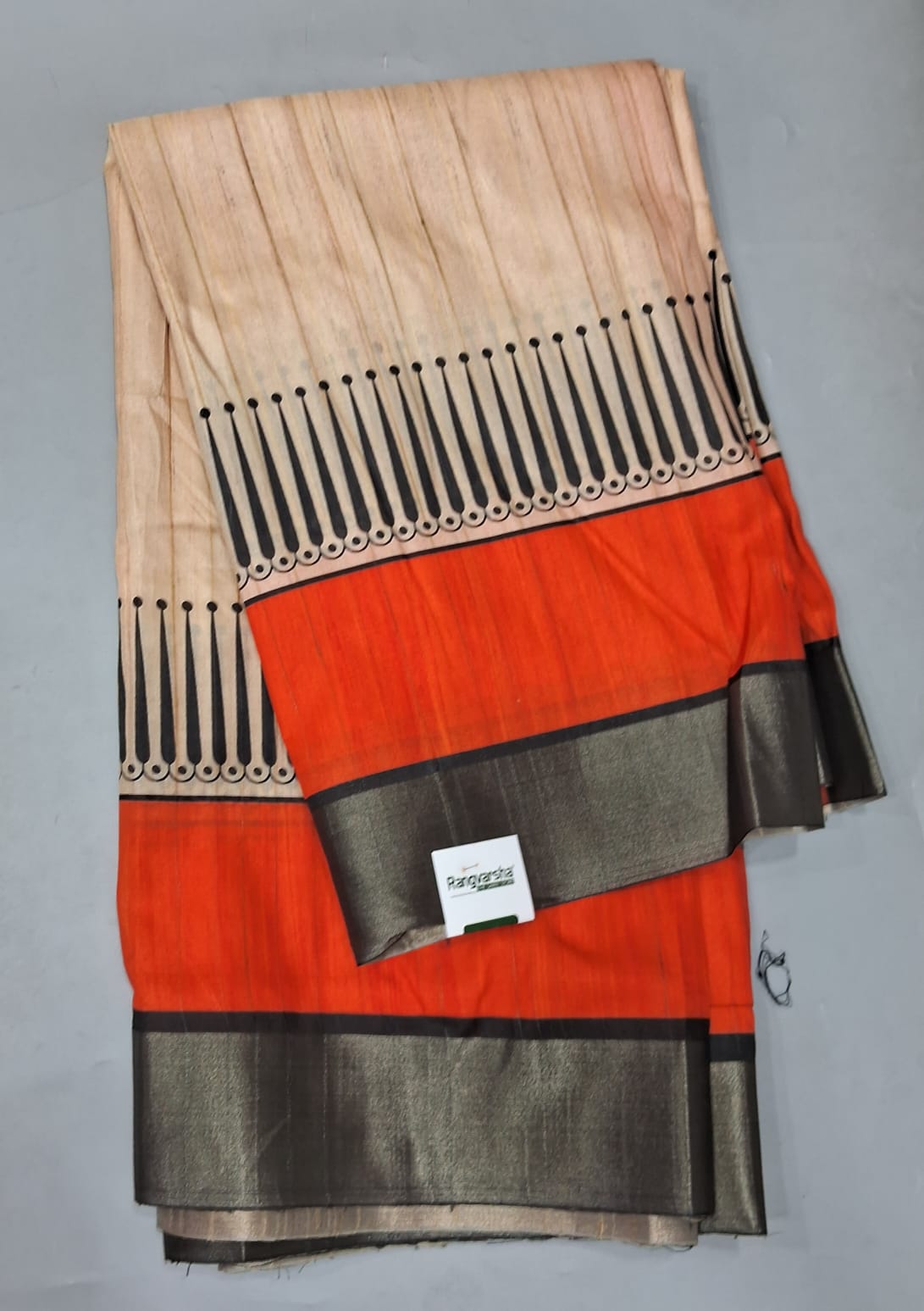 Beige Tussar Saree