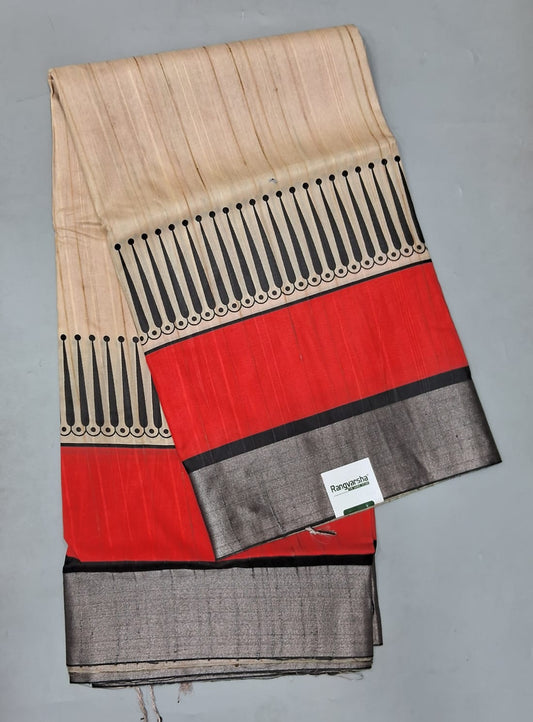 Beige Tussar Saree 