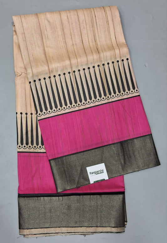 Beige Tussar Saree
