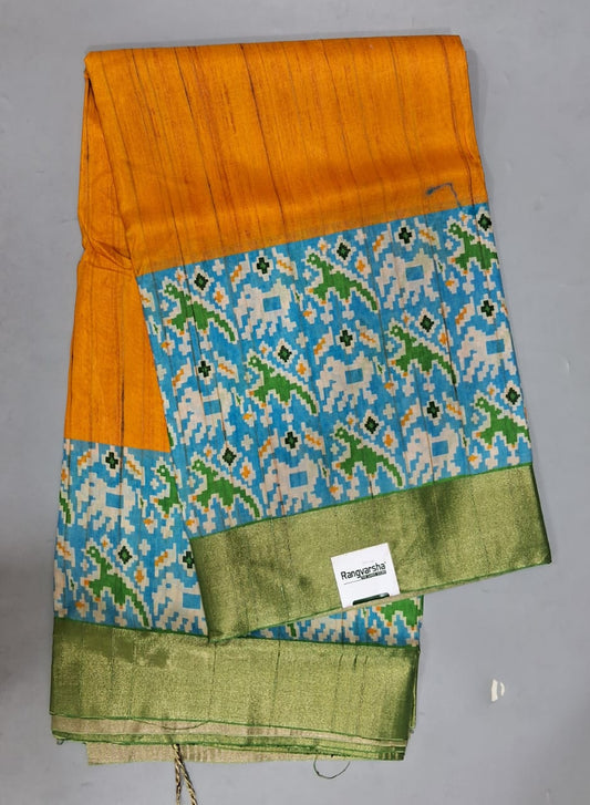 Mustard Yellow Tussar Saree