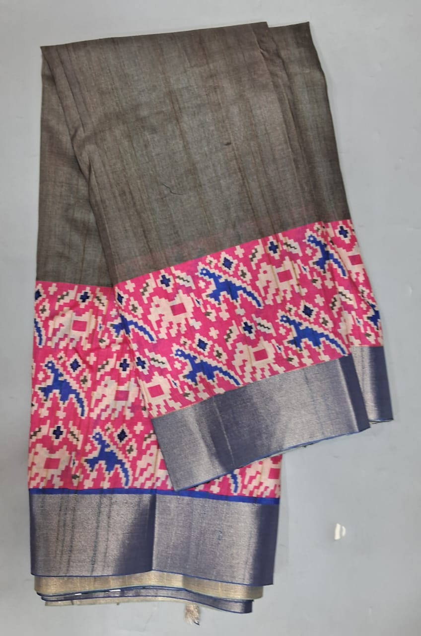 Elephant Grey Tussar Saree