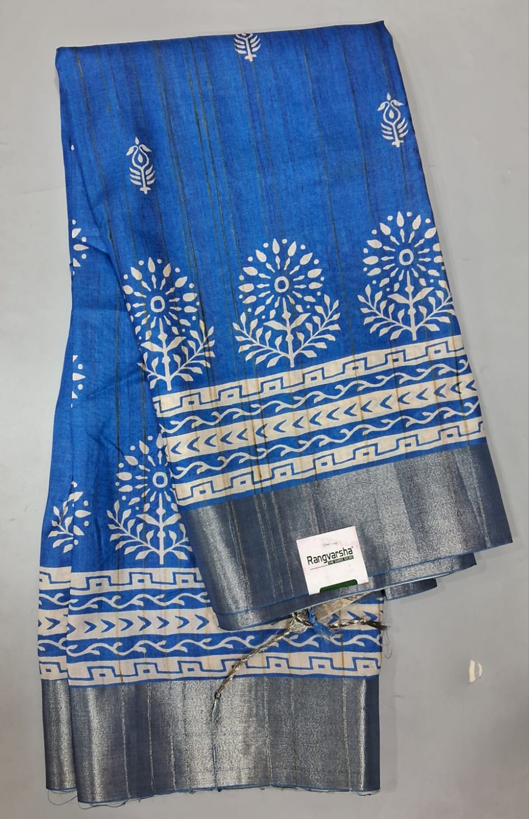 Caribbean Blue Tussar Saree 