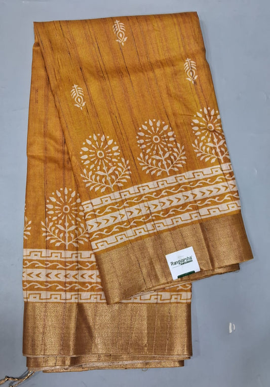 Mustard Yellow Tussar Saree