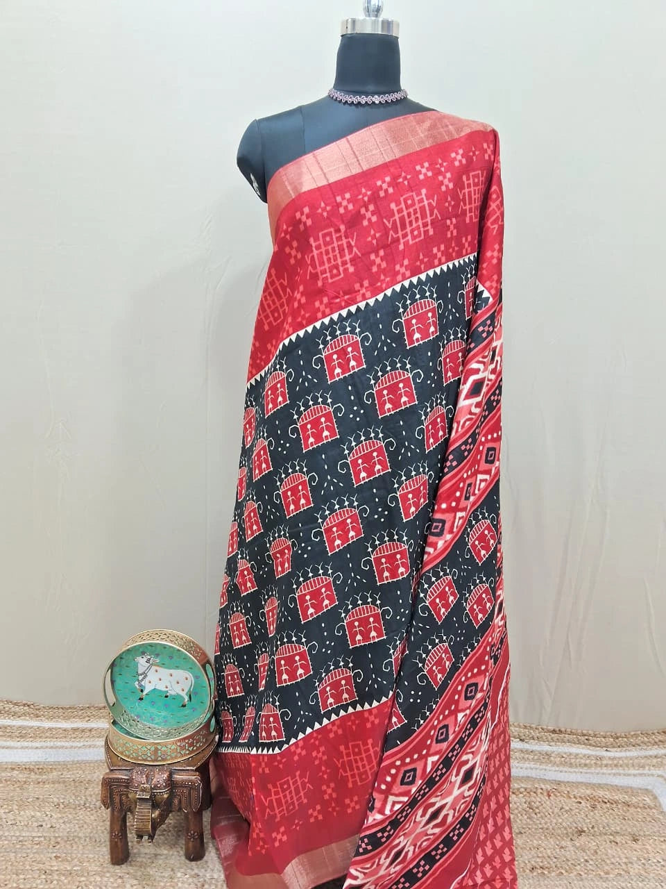 Premium Black Semi Tussar Saree