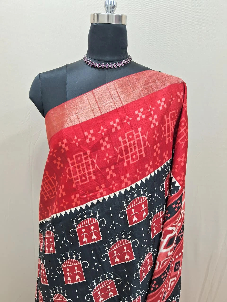 Premium Black Semi Tussar Saree 