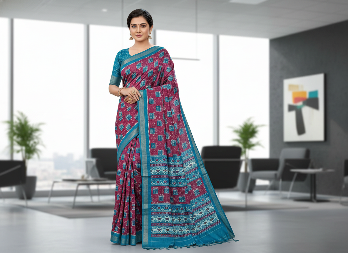 Pink Semi Tussar Saree 