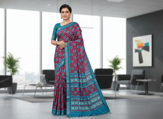 Pink Semi Tussar Saree 