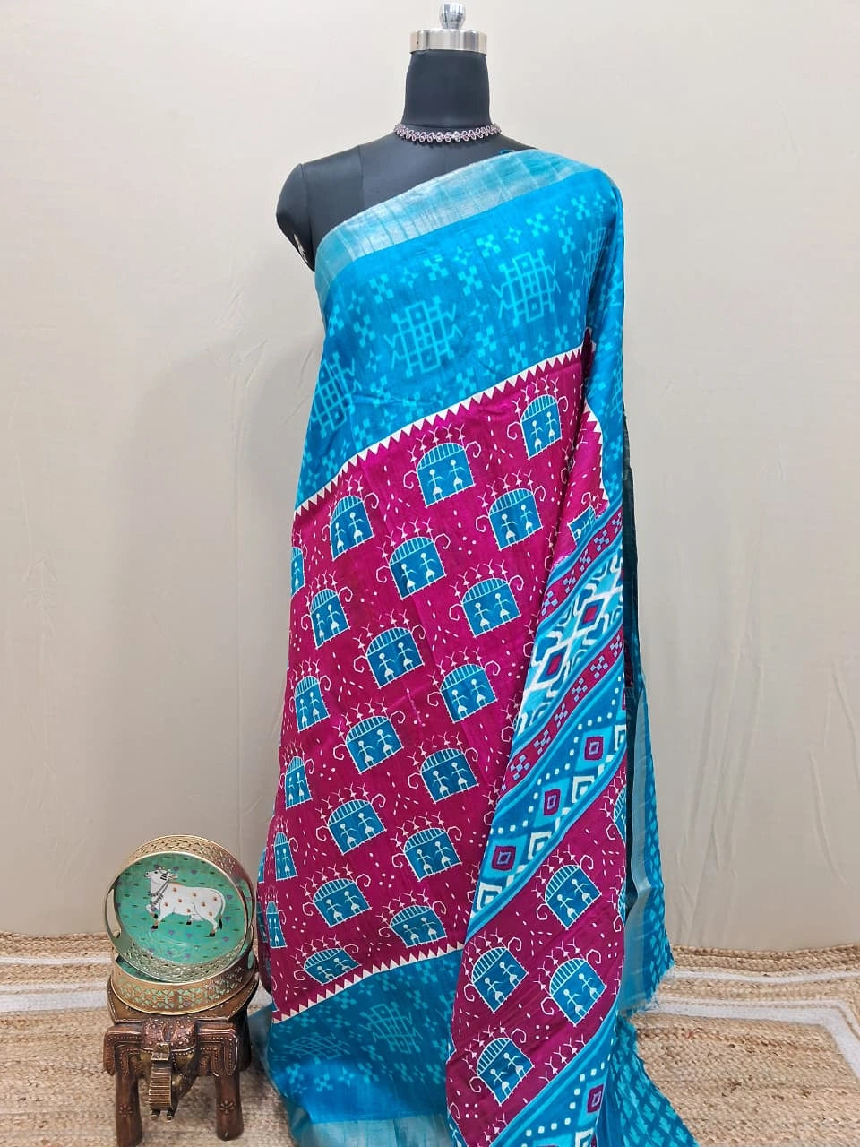 Pink Semi Tussar Saree
