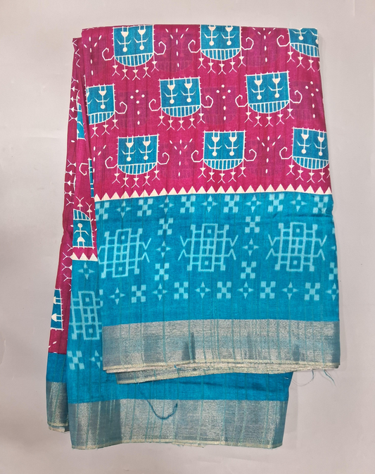 Pink Semi Tussar Saree