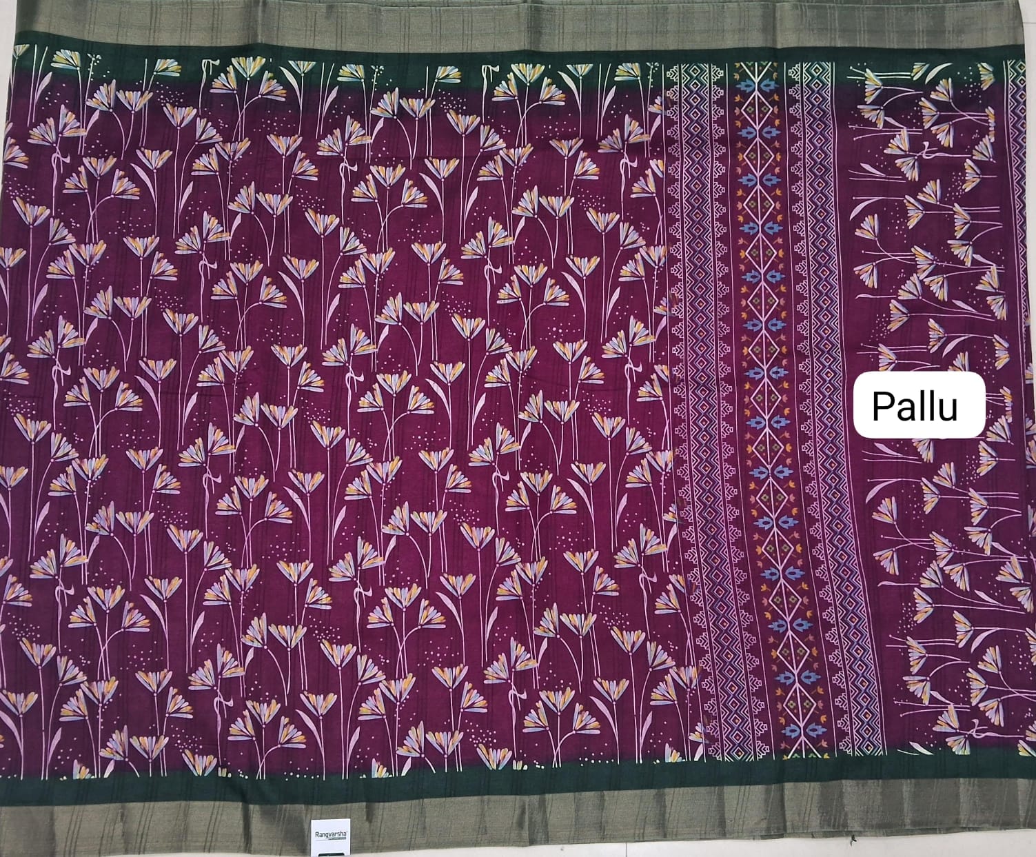 Wine Semi Tussar Saree Pallu