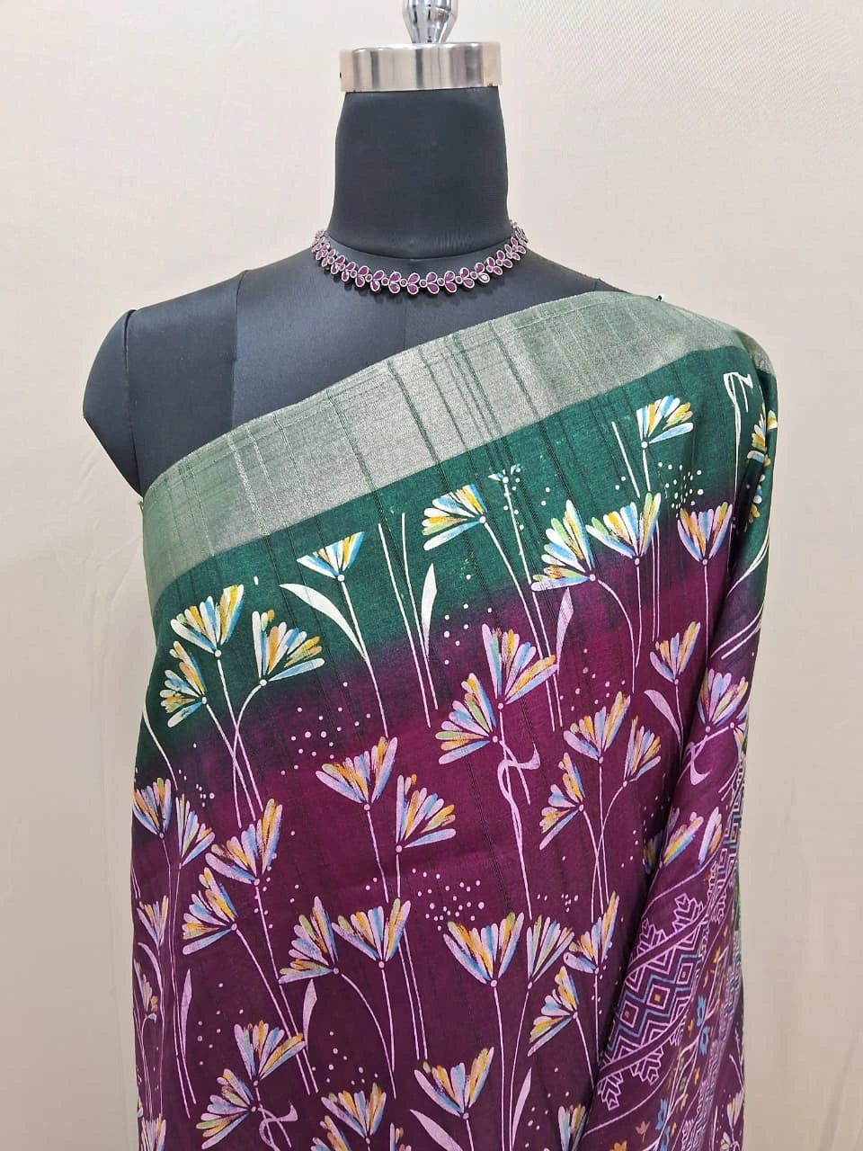 Wine Semi Tussar Saree 