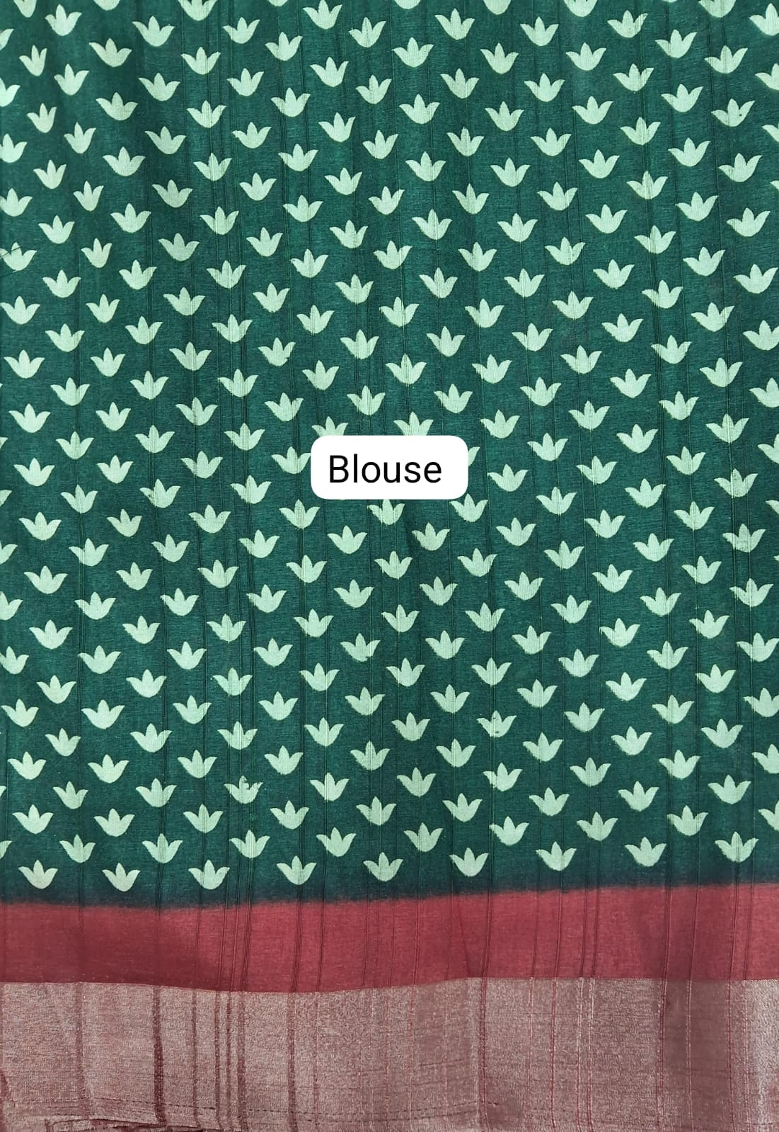 Bottle Green Semi Tussar Saree Blouse