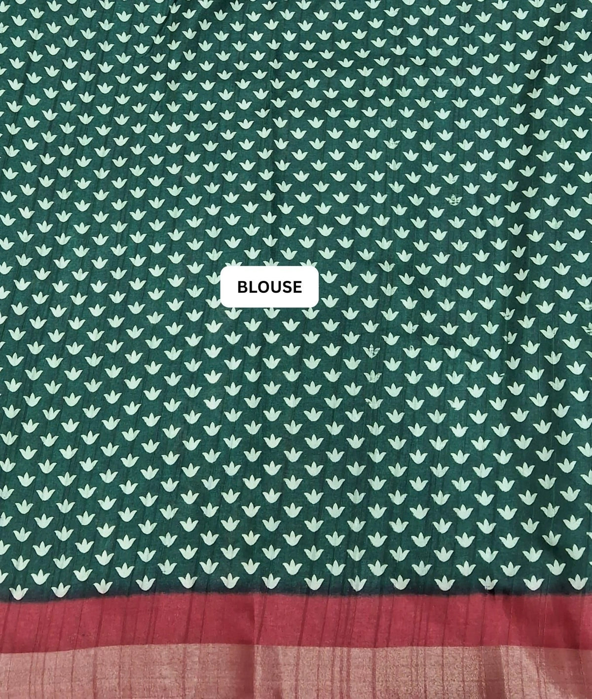 Bottle Green Semi Tussar Saree blouse