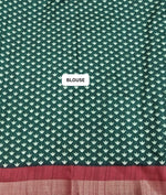 Bottle Green Semi Tussar Saree blouse